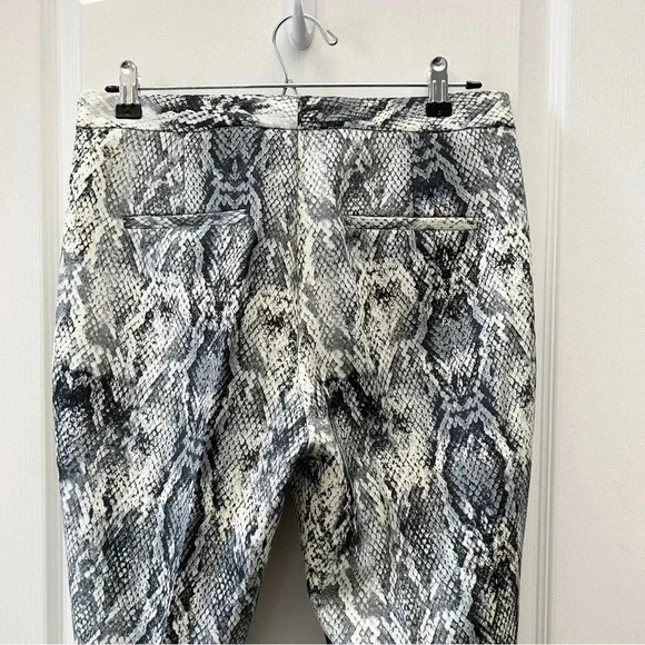 Zara Cigarette Trousers Snakeskin Print Pants Ankle Cropped Grey White Small - Picture 10 of 16